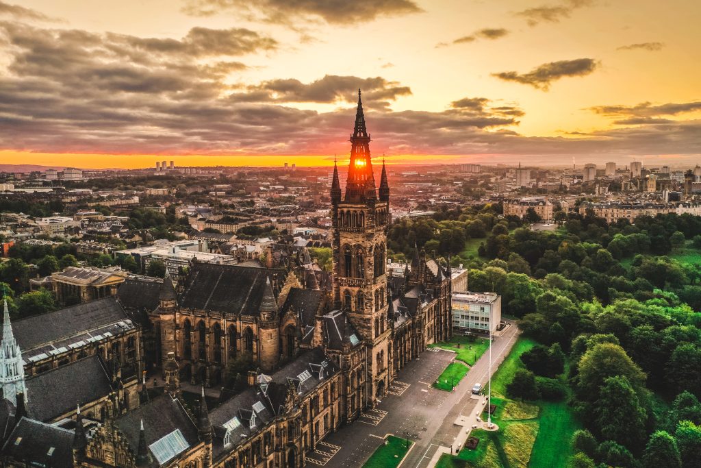 Aerial photograph of the University of Glasgow